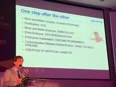 International scientific exchange: Professor Carlos Simón at the group’s 2017 symposium in Porto Alegre. Photo: Igenomix. This is a group-hosted event, not an ESHRE congress photograph.